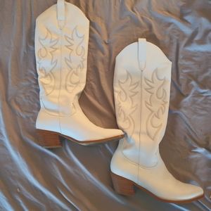 White Western Cowboy Cowgirl Knee Boots 🤠✨